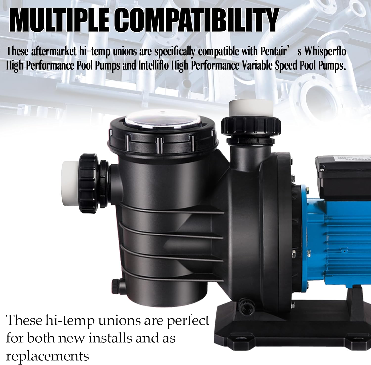 (2-Pack) 2" Hi-Temp Pump Unions – 2" MIP x 2" Slip PVC, Compatible with Pentair WhisperFlo & IntelliFlo, Replaces Schedule 40 Male Adapters