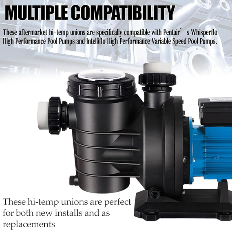 Hi-Temp 2" MIP x 2" Slip PVC Union (2-Pack) Compatible with Pentair WhisperFlo & IntelliFlo Pool Pumps