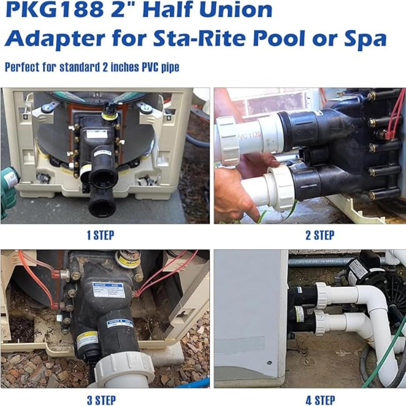 2" Half Union Adapter PKG188 for Pentair Sta-Rite Heater and Salt Water Chlorinator Cell